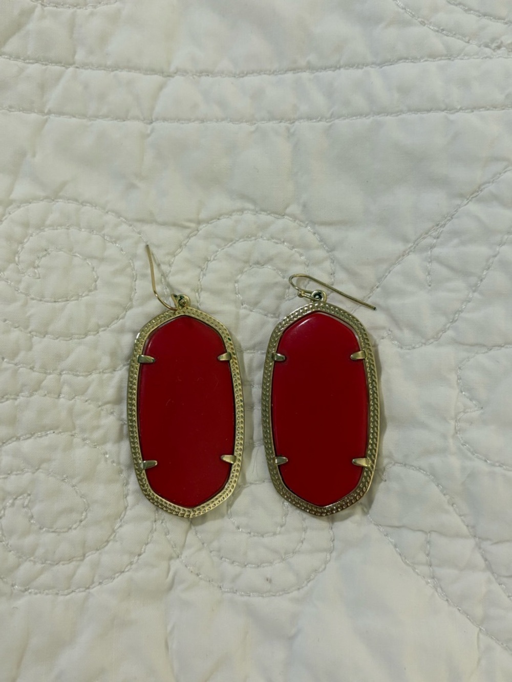 Kendra Scott Red Elle Drop Earrings - Gold Frame